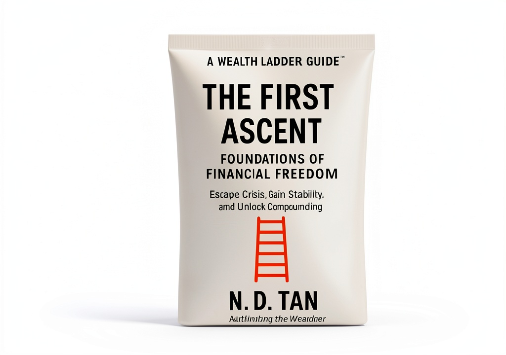 Installing Wealth Ladder Guide Investing Portfolio eBook – 156 Pages on a wooden desk